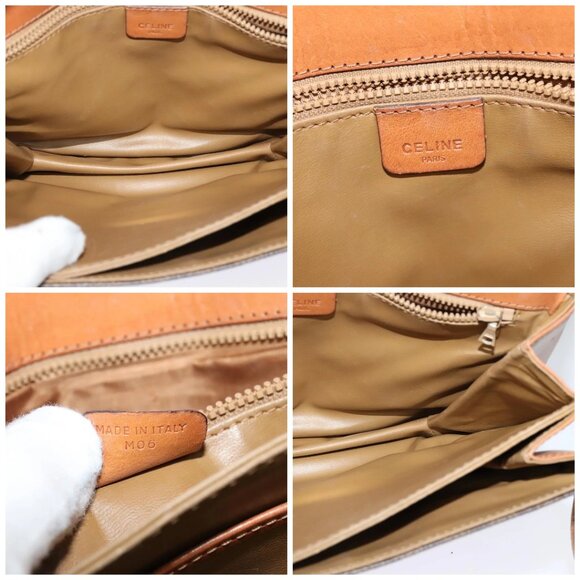 CELINE Macadam Canvas Shoulder Bag PVC Leather Brown Gold Auth - Picture 15 of 16